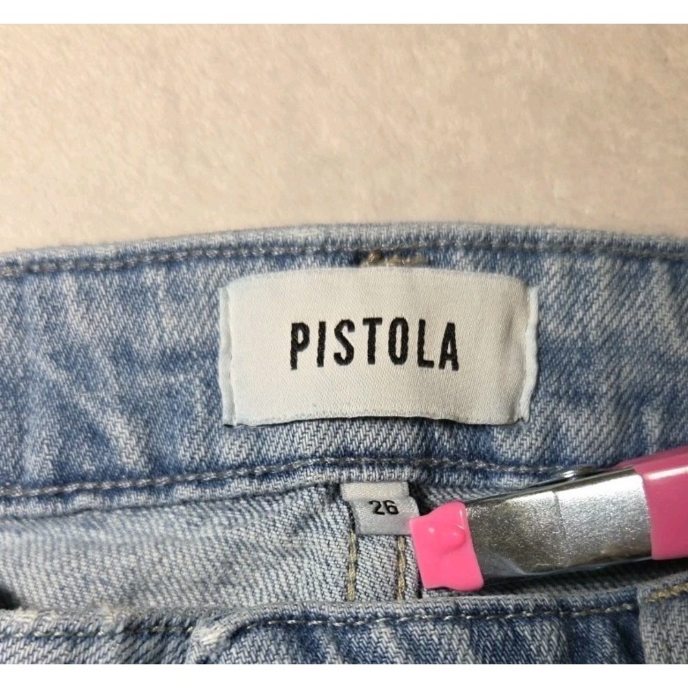 PISTOLA Monroe Crop Womens Jeans DISTRESSED HIGH RISE Light Wash Size 26 - Picture 5 of 10